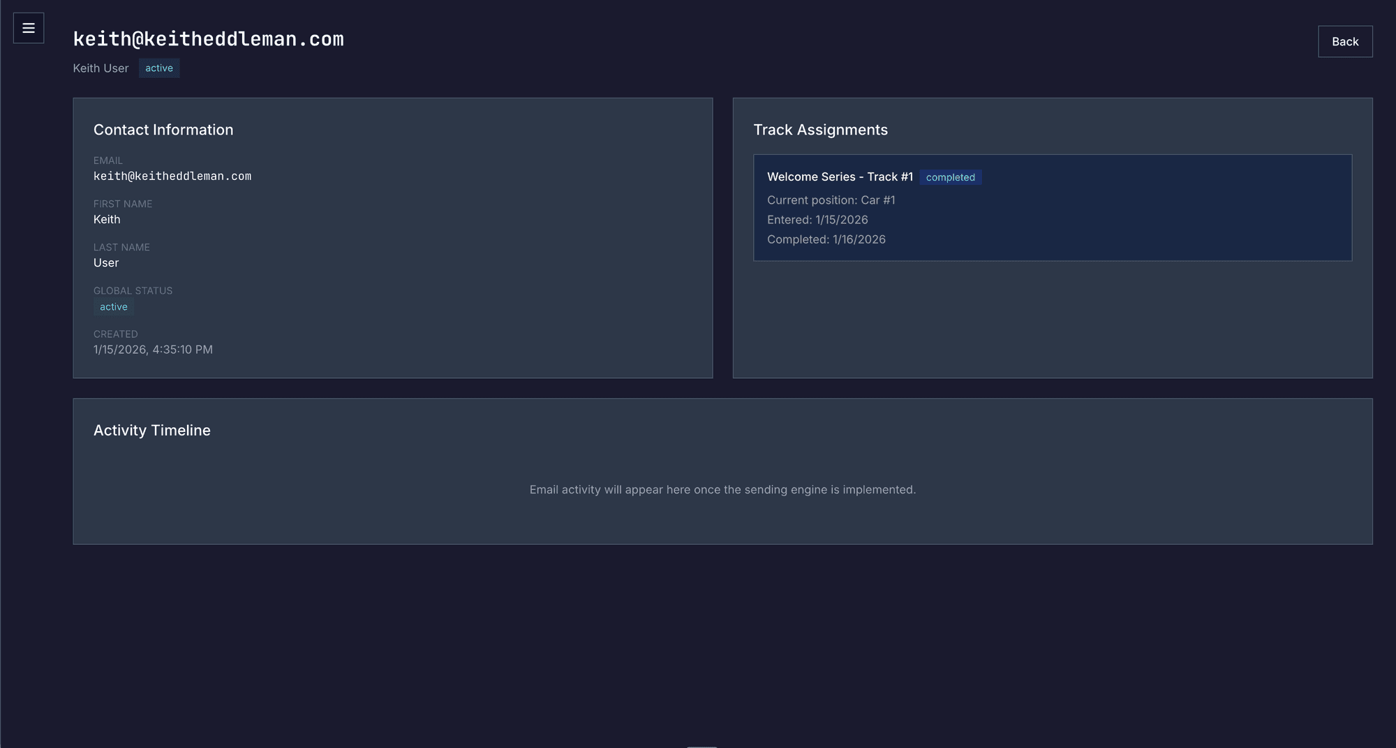 Contact Detail - Track individual journeys